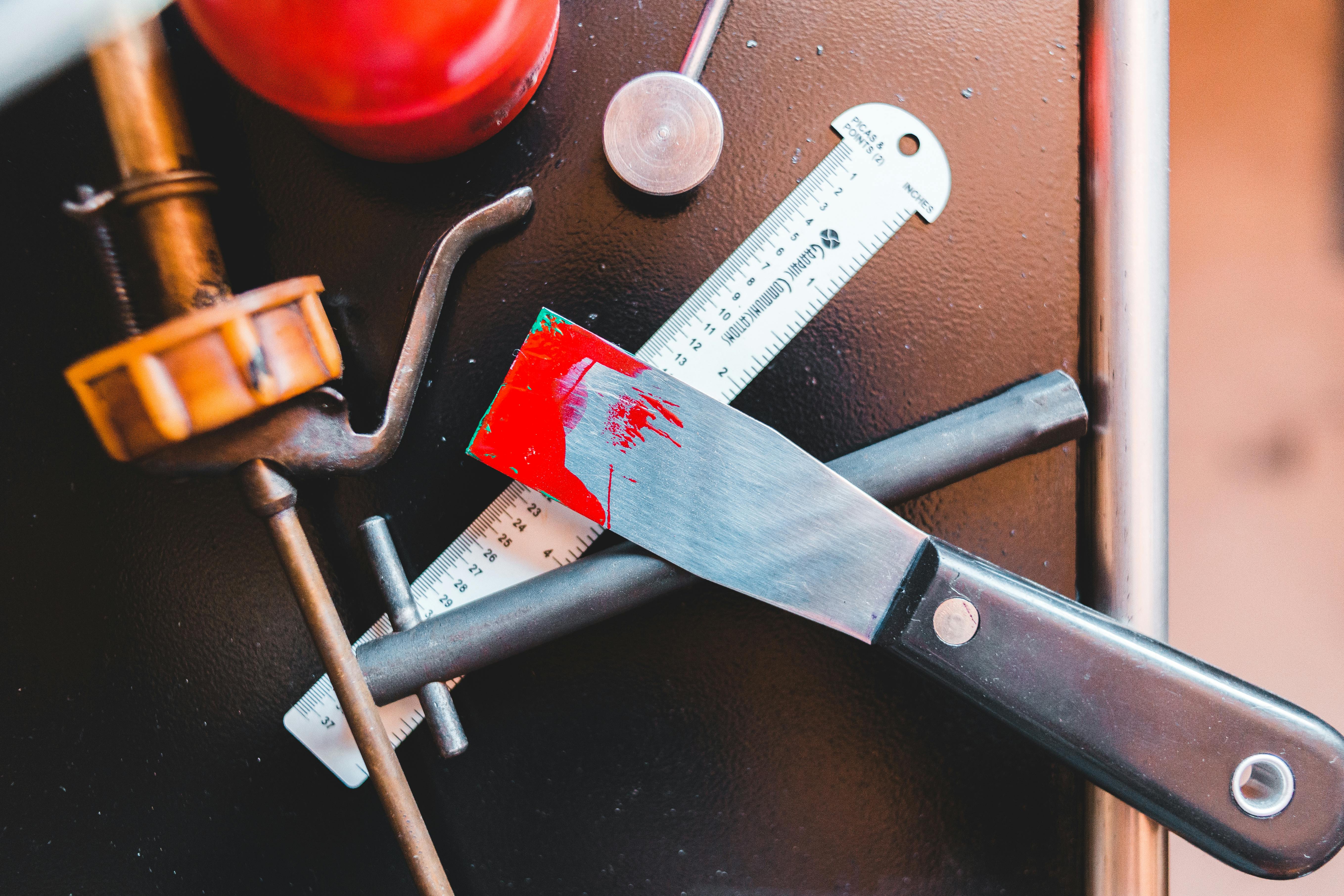 tools on table in modern workshop