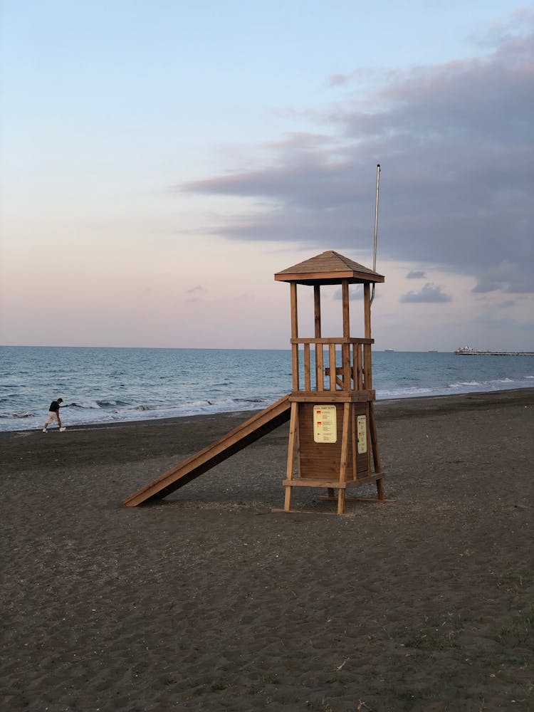 Lifeguard Tower On Empty Sandy Beach