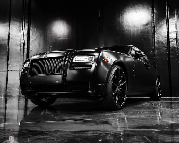 Black Luxury Car In Showroom