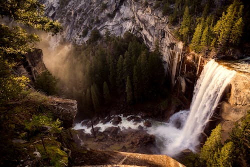 Aerial Photography of Water Falls and Mountains