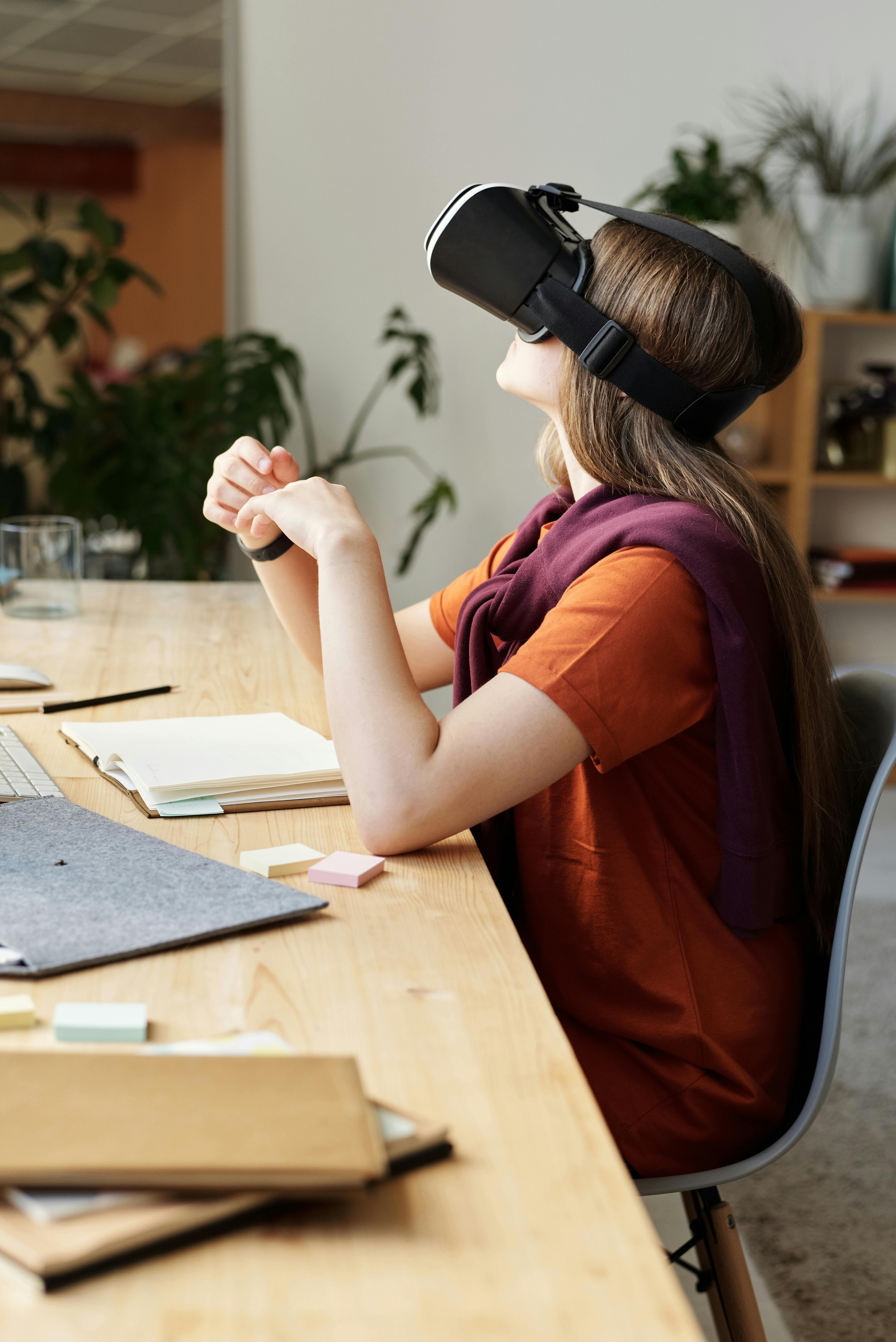 girl using vr headset