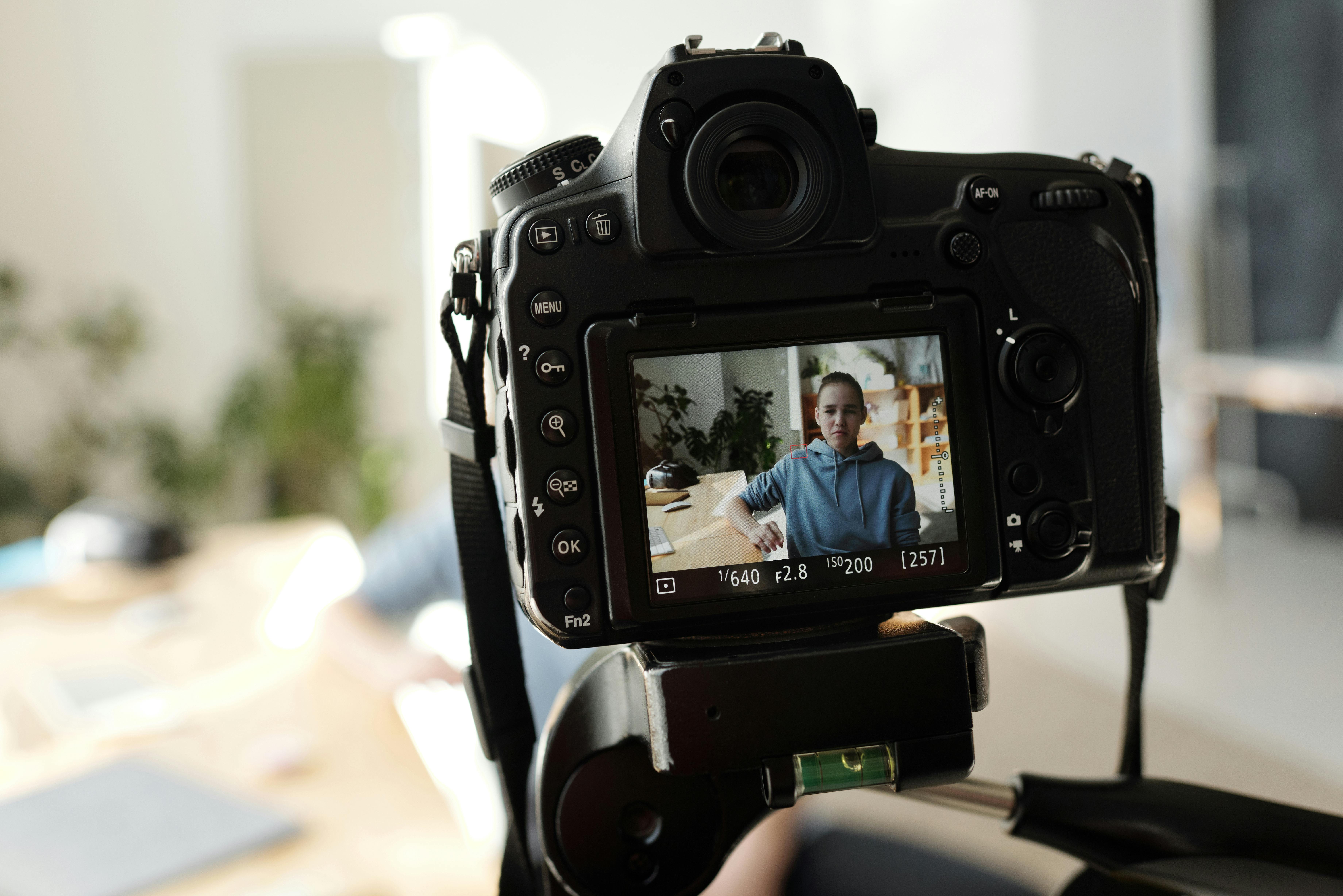 Person being recorded by a camera