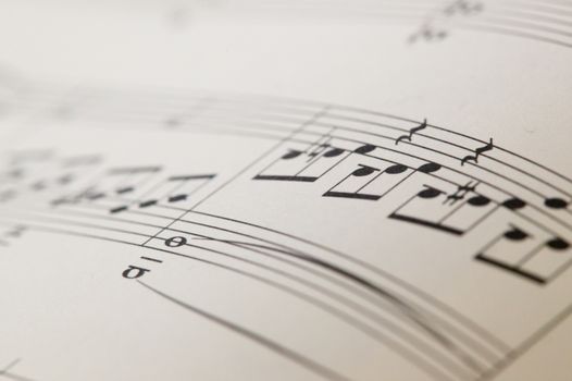 A detailed close-up view of musical notation on sheet music, emphasizing the artistic patterns.