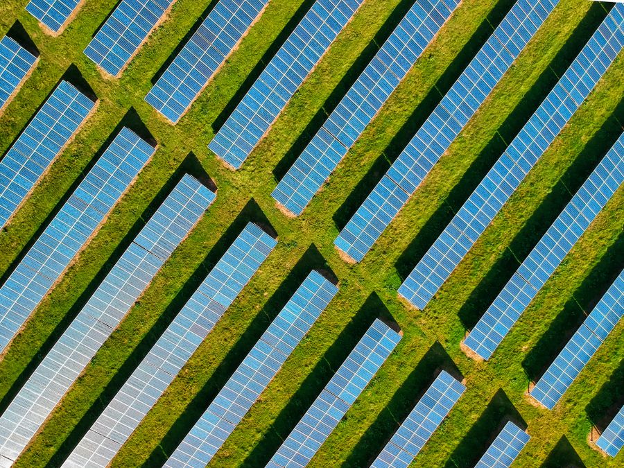 Solar panels representing environmental stewardship and renewable energy