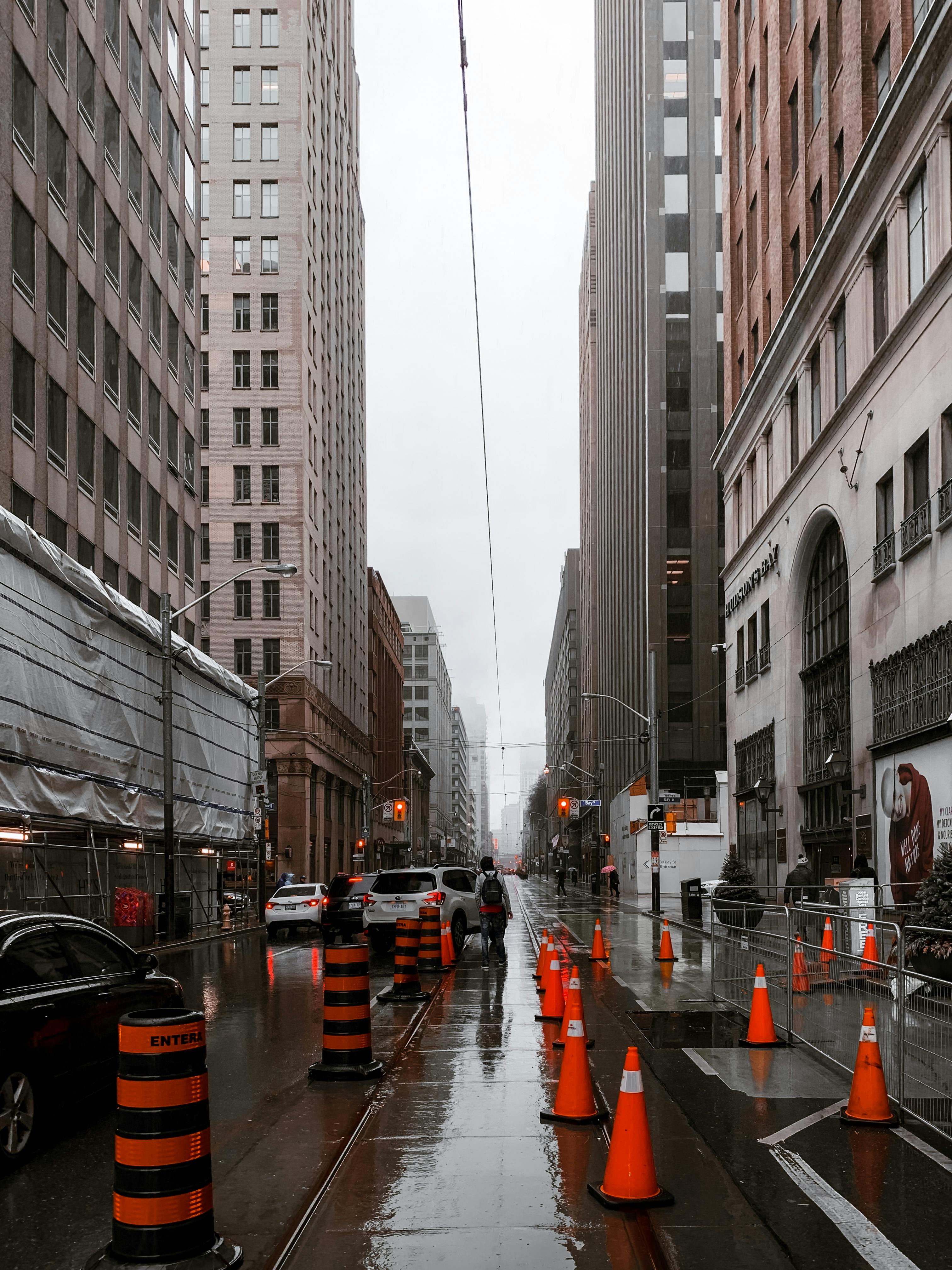 busy city street in downtown district