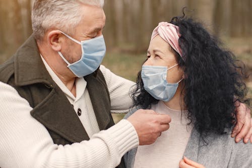 Photo of Man and Woman Wearing Face Masks