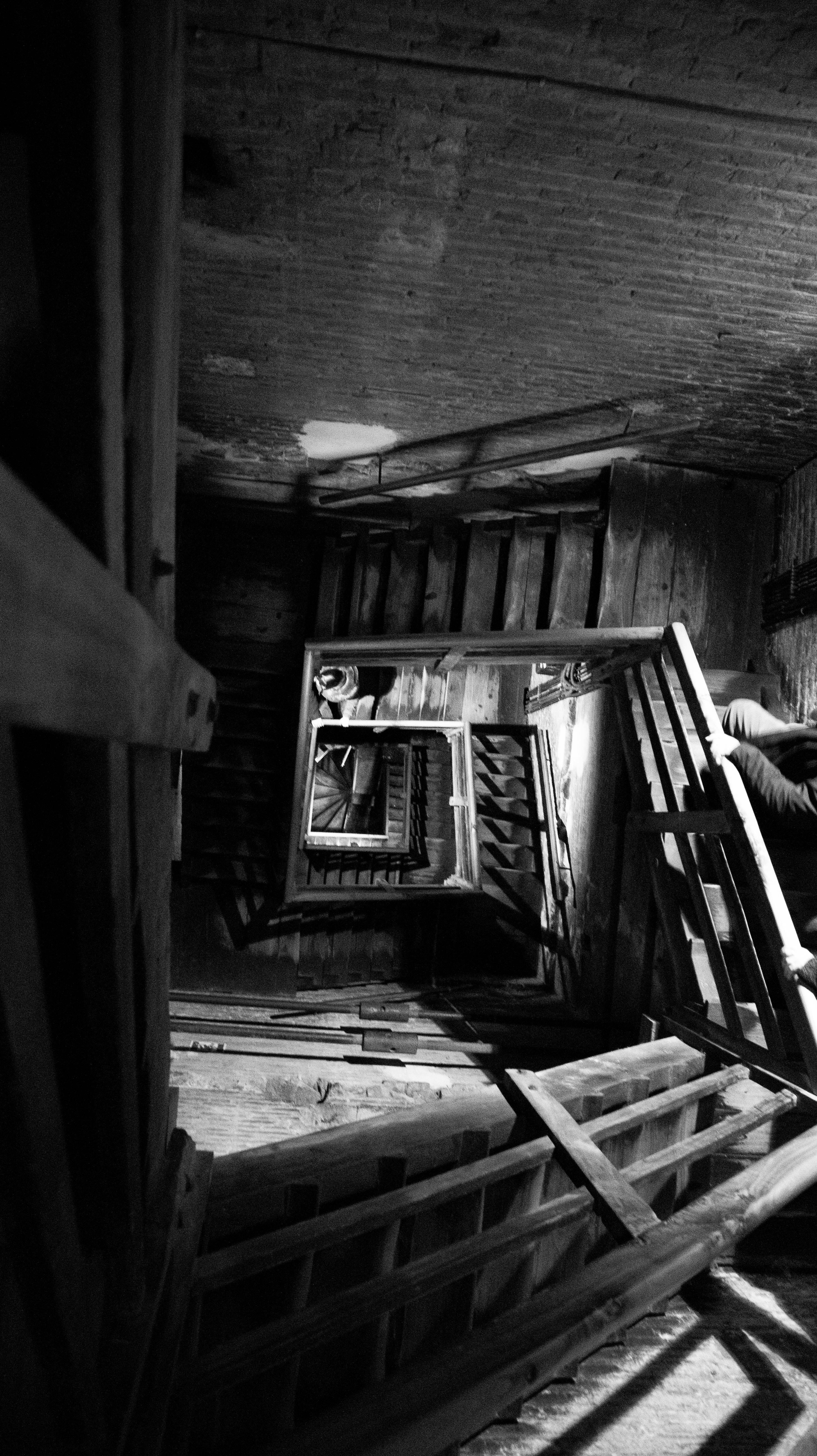 Old spiral stairs in wooden house · Free Stock Photo