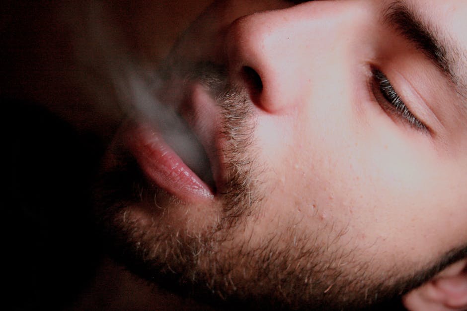 adult, beard, cigarette