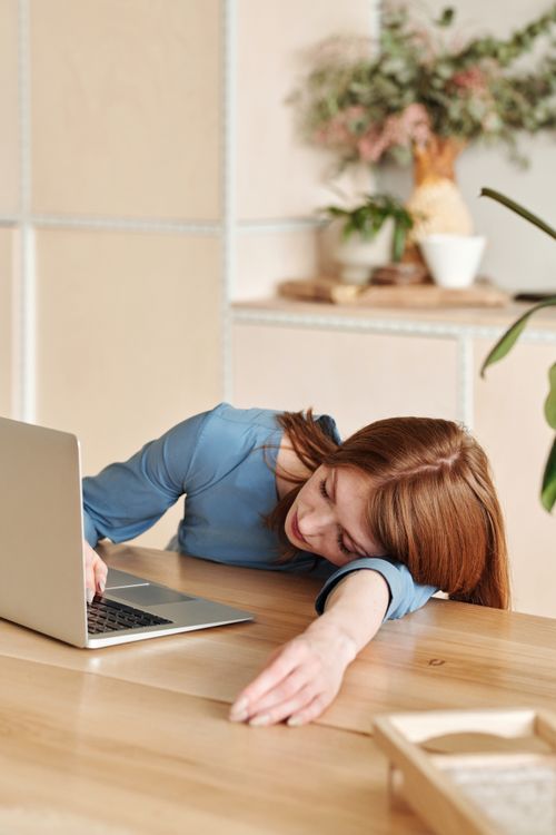 Exhausted Woman Working With Laptop Free Stock Photo Exhausted Woman Working With Laptop Free Stock Photo