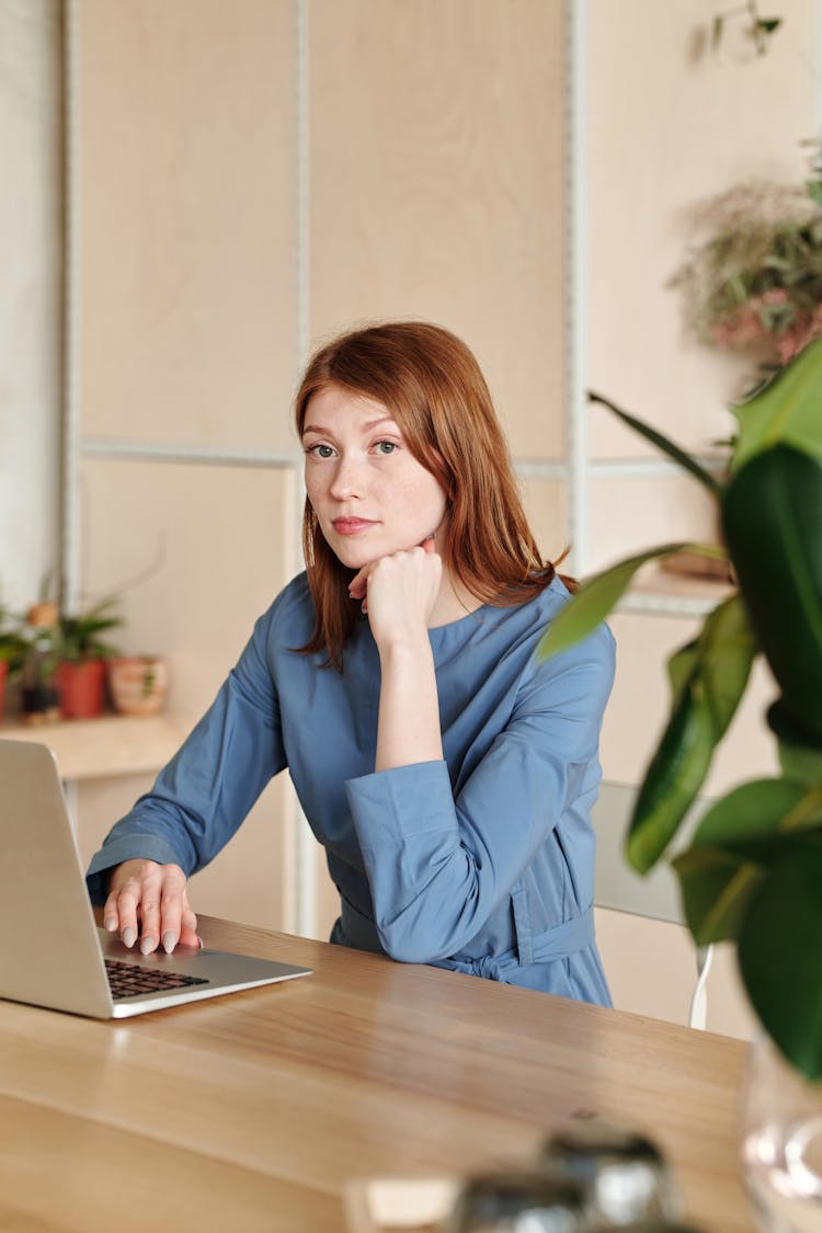 A Woman Using Laptop