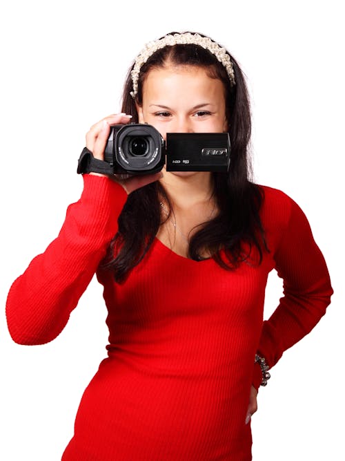 Gratis arkivbilde med bærbart videokamera, kvinne, videokamera