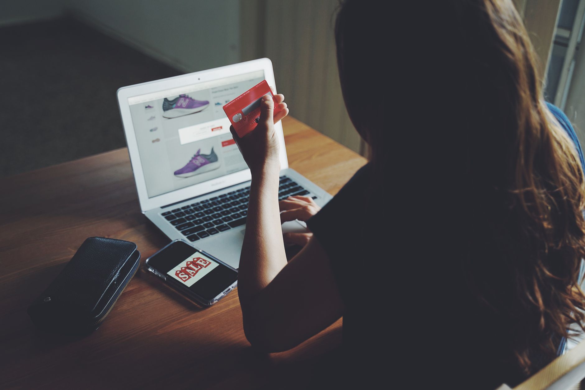 A Woman Shopping for Footwear Online
