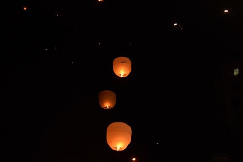 Free Three Sky Lanterns Stock Photo
