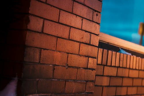 Free stock photo of architectural detail, blue, brick texture