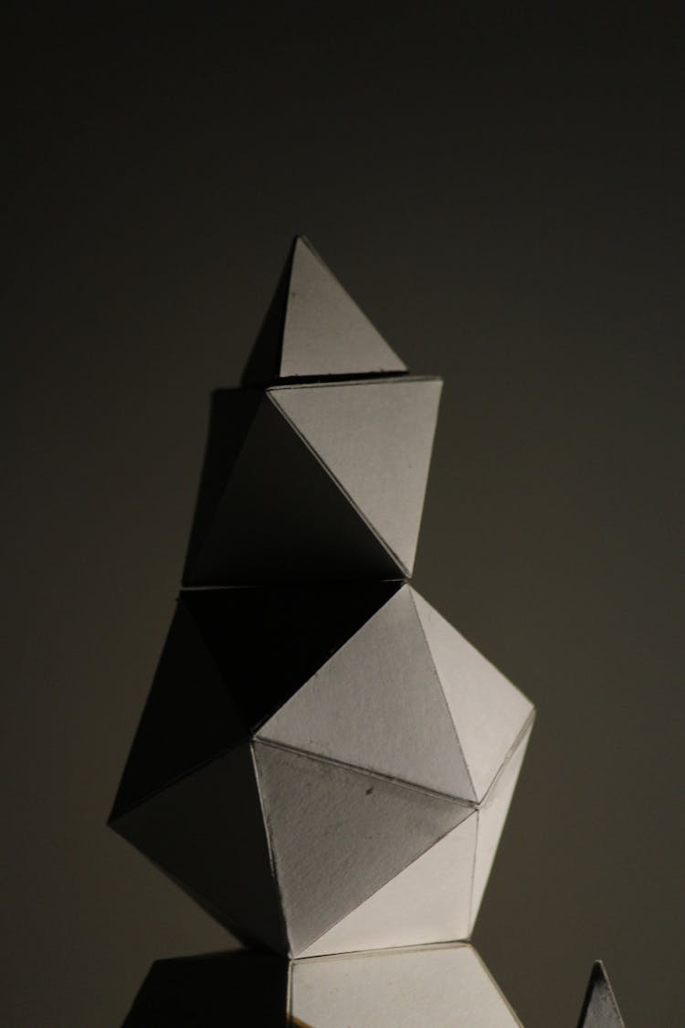 Grayscale Photo Of A 3D Geometric Shape