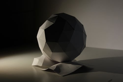 Grayscale Photo of a 3D Geometric Shape