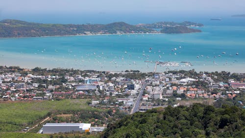 Aerial View of an Urban Area near the Sea