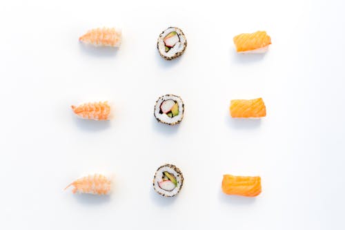 Sushi Against White Background