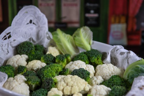 Fresh Broccoli and Cauliflower in a Tray