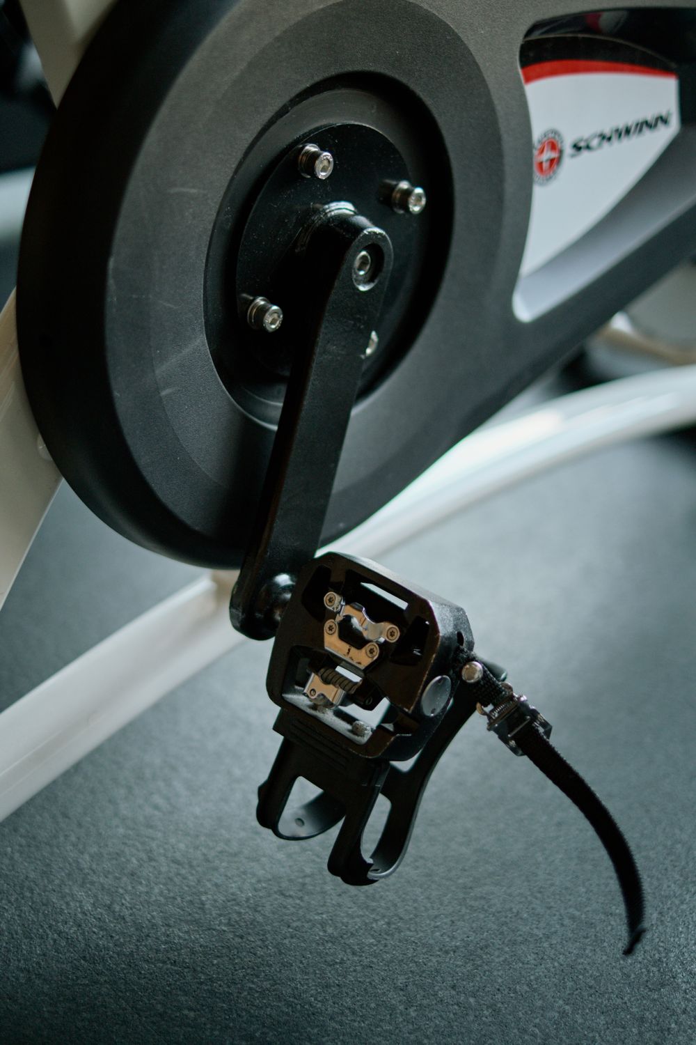 Close-up of an exercise bike