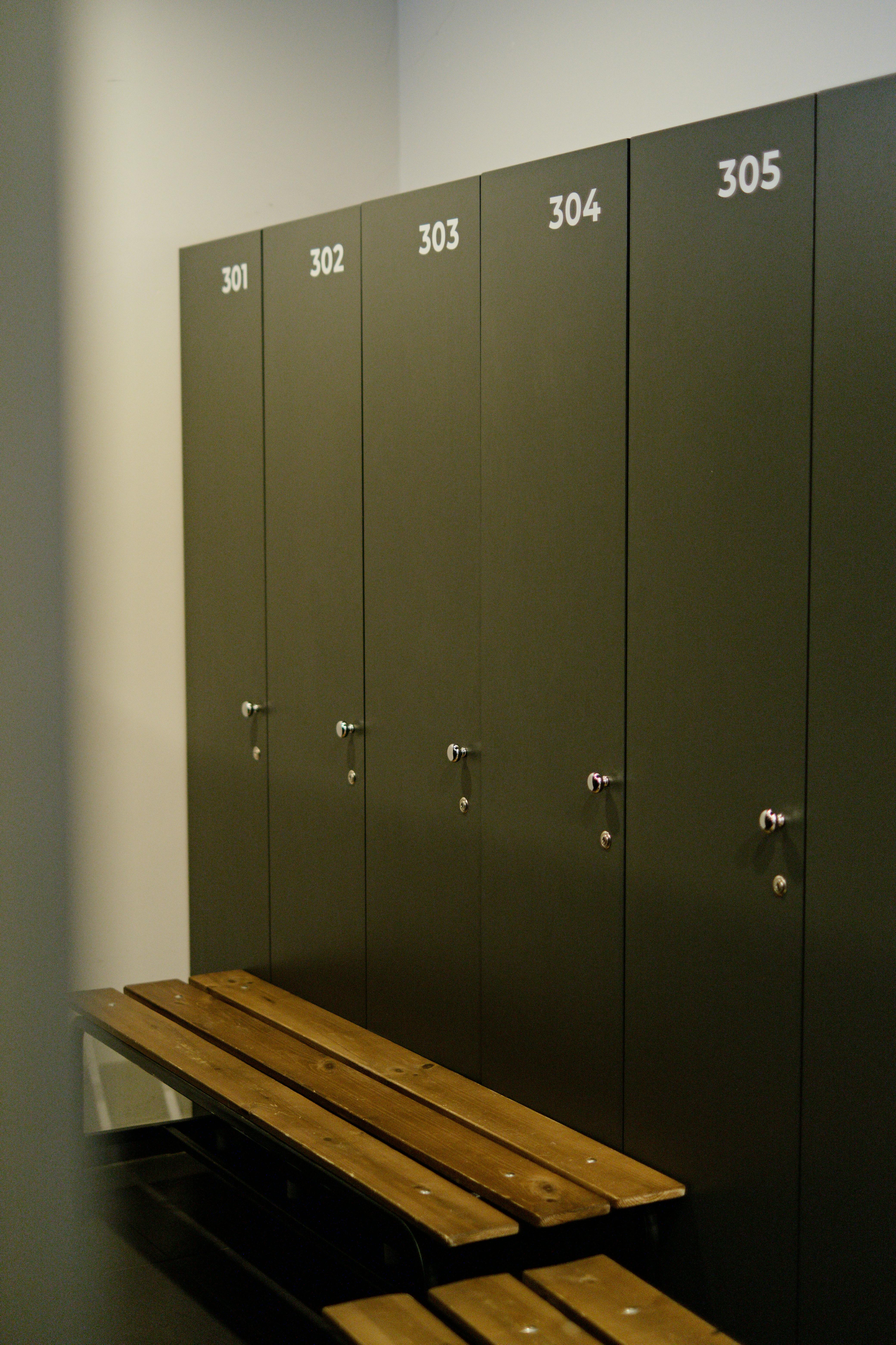 locker room with benches