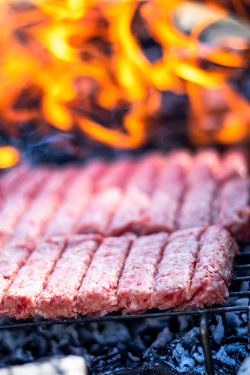 Free Minced Meat on a Grill Stock Photo