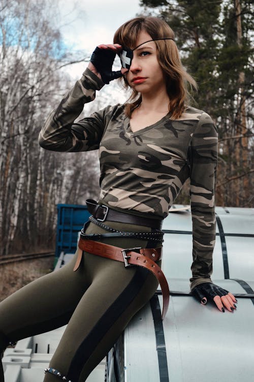 Military woman in eye patch