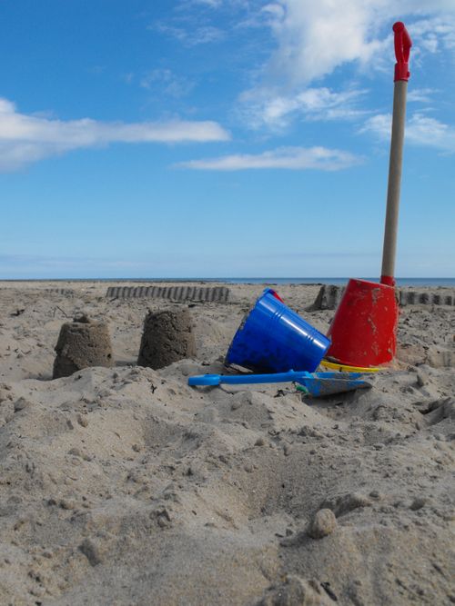 Free stock photo of beach, blue sky, bucket Stock Photo