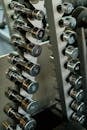 Silver Dumbbells on Rack