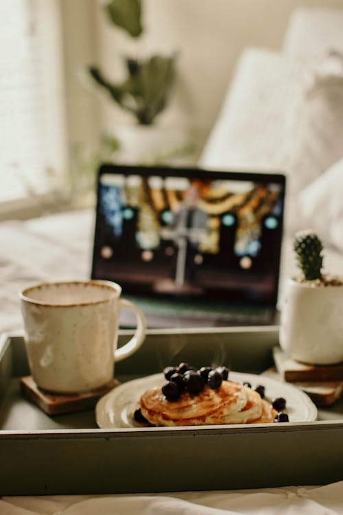 Free White Ceramic Mug Beside White Ceramic Plate With Food Stock Photo