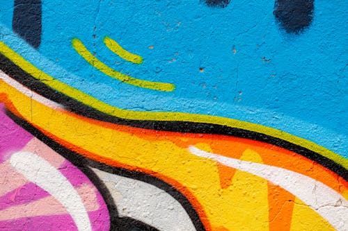 Close-up of Multicolored Graffiti on Wall 