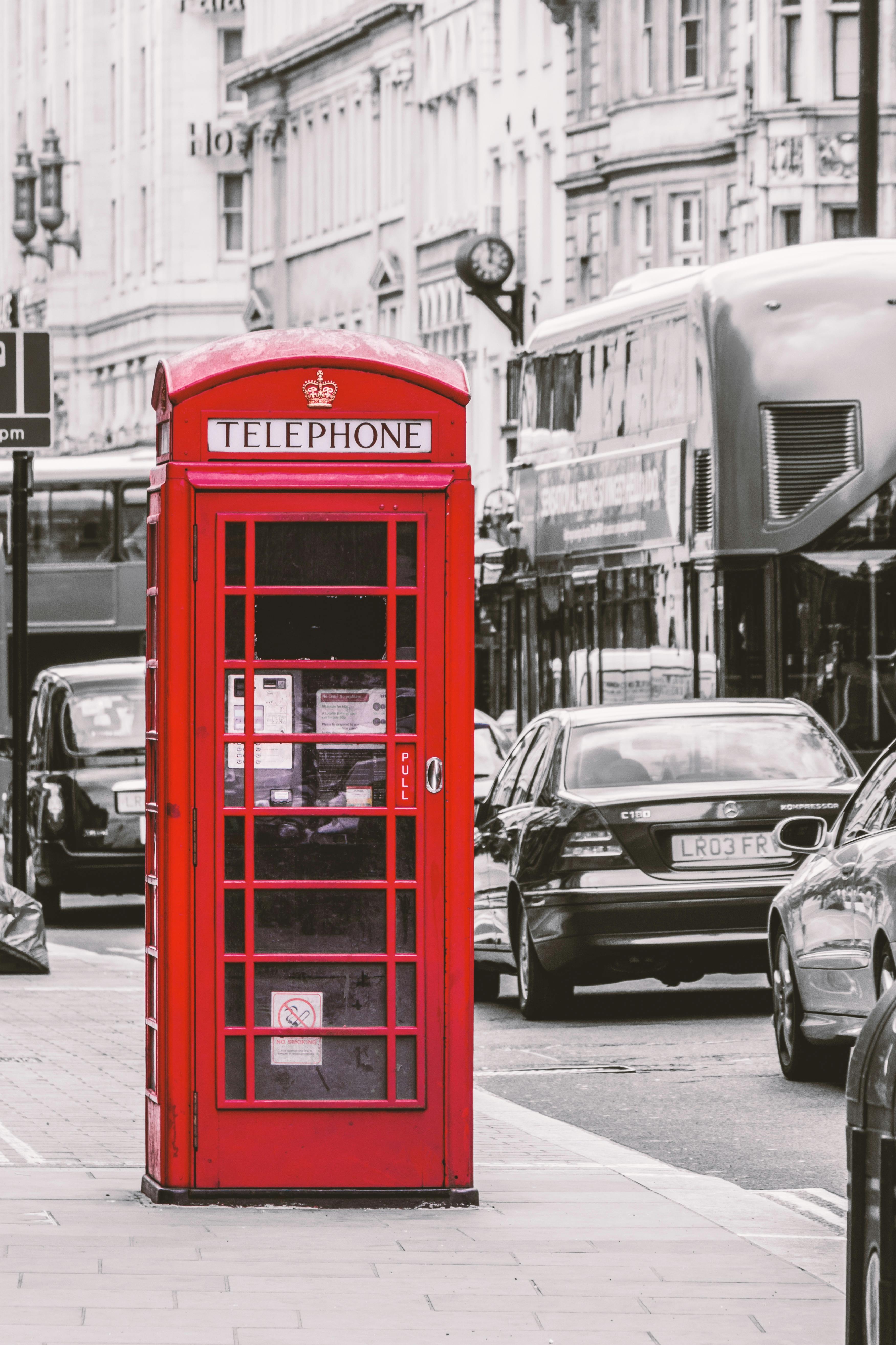 Selective Color Photography of Telephone Booth