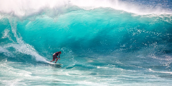 Surfeuse au lever du soleil