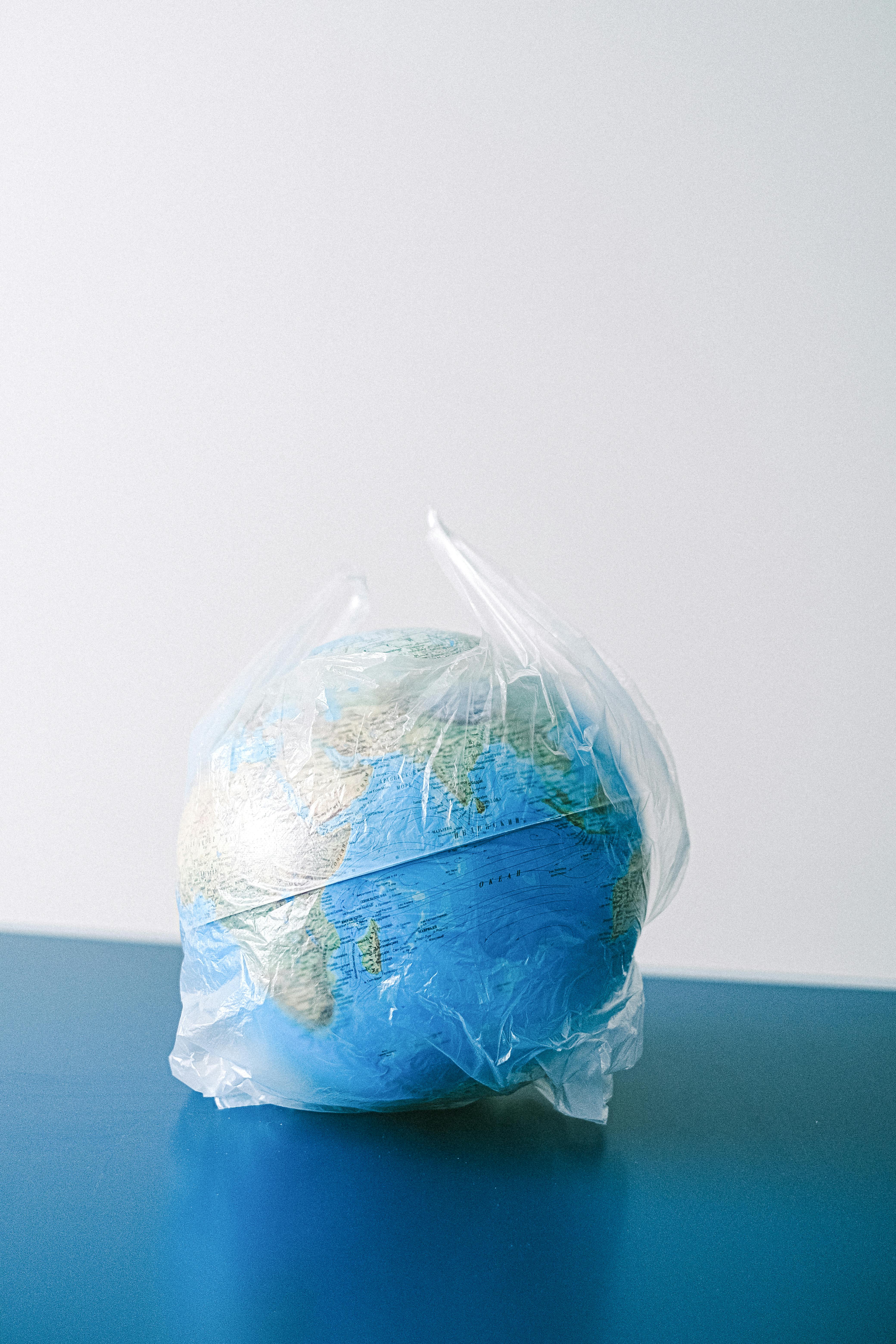 a globe in a plastic bag