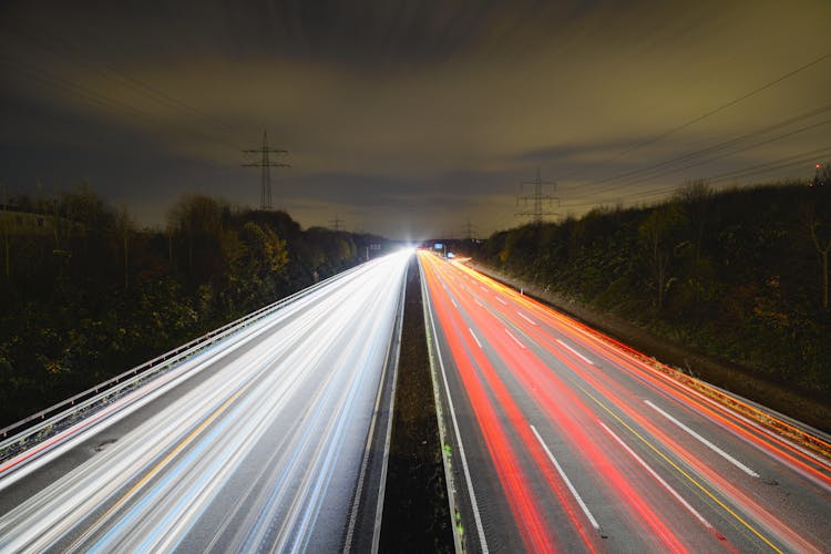 Gray Asphalt Road During Nighttime