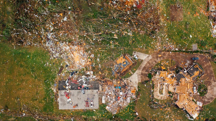 Destroyed Cottages In Countryside After Massive Storm