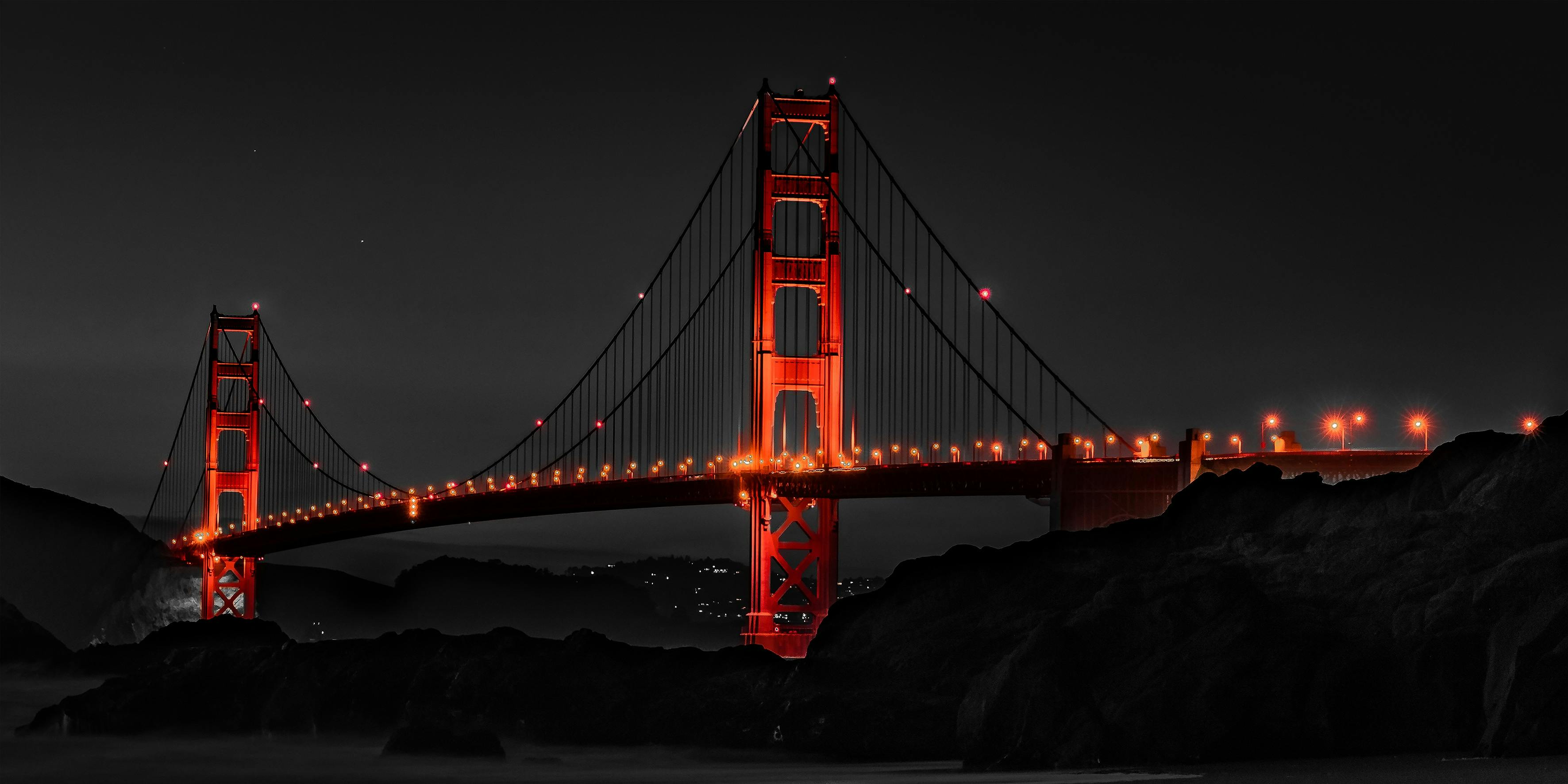 selective color photography of golden gate bridge california