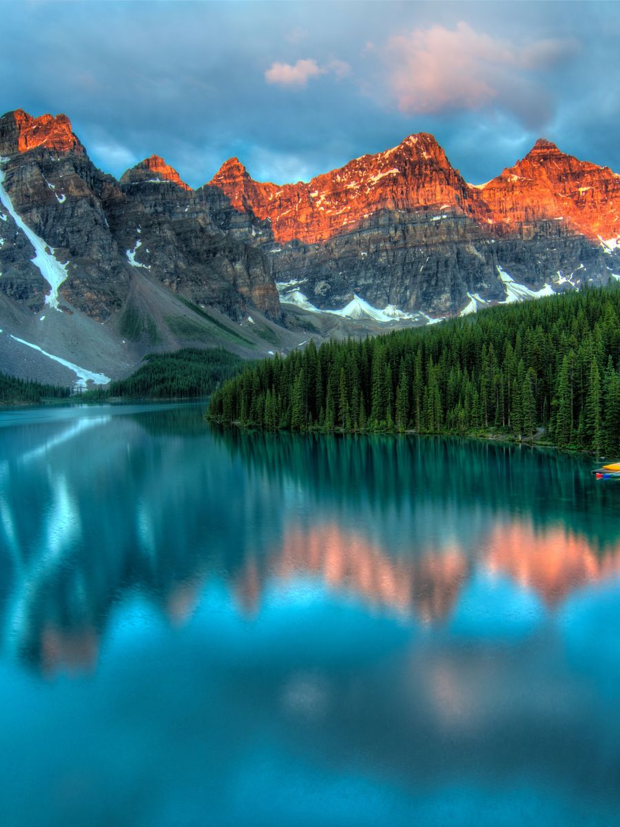 Alpine peaks above a clear mountain lake