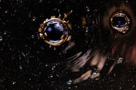 Bubbles and ripples on dark drink surface