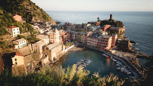 Kostenloses Stock Foto zu cinque terre, drohne erschossen, gebäude