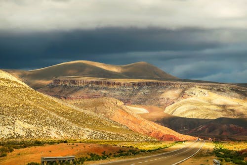 Majestic mountain range in valley