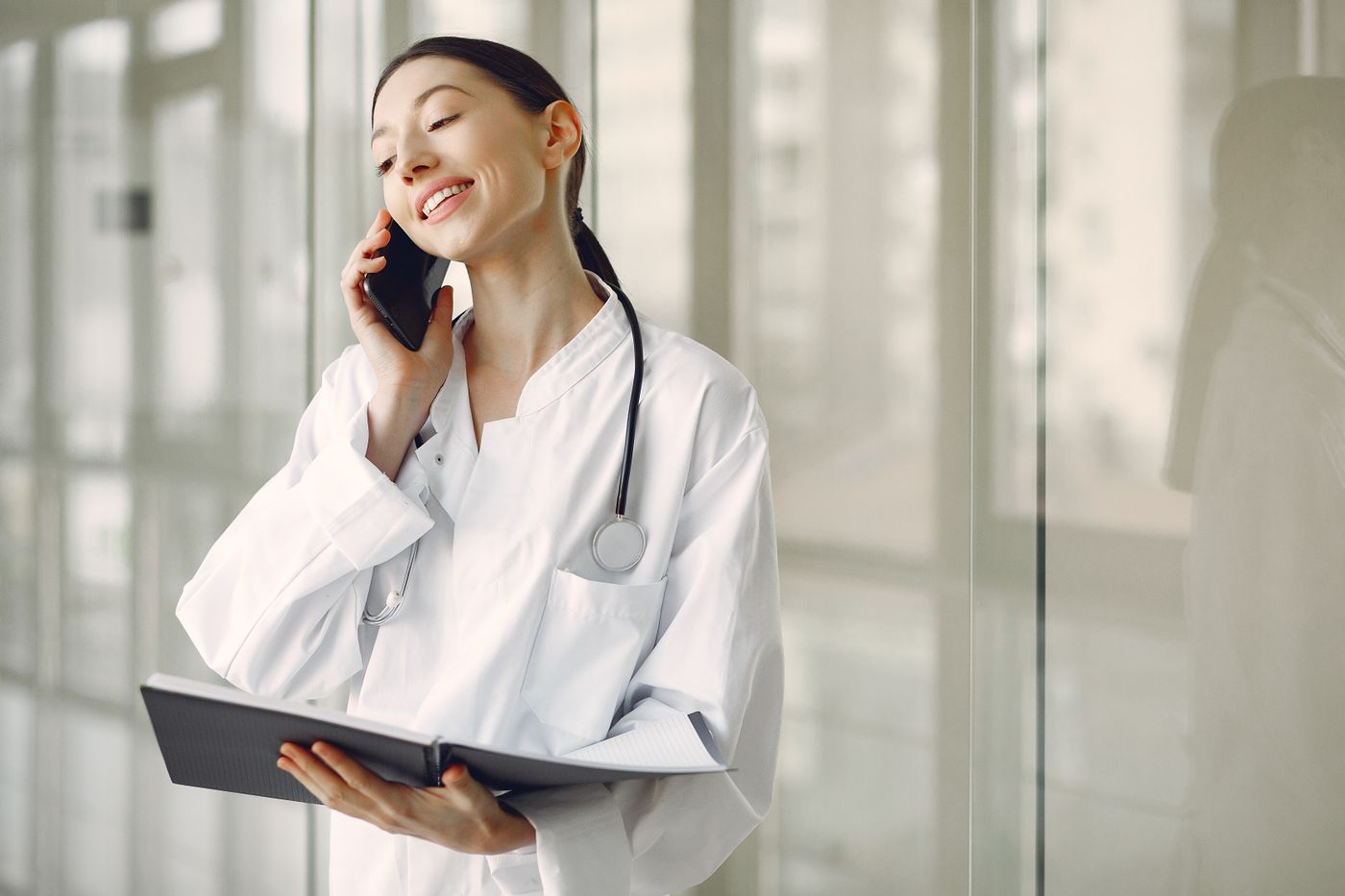 Professional healthcare provider in modern medical office