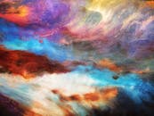 这幅充满活力的抽象艺术作品，以生动的蓝色、紫色和橙色，创造出令人着迷的视觉冲击