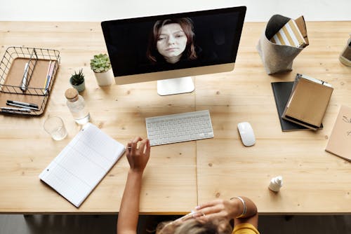 Free Woman Having A Video Chat Stock Photo