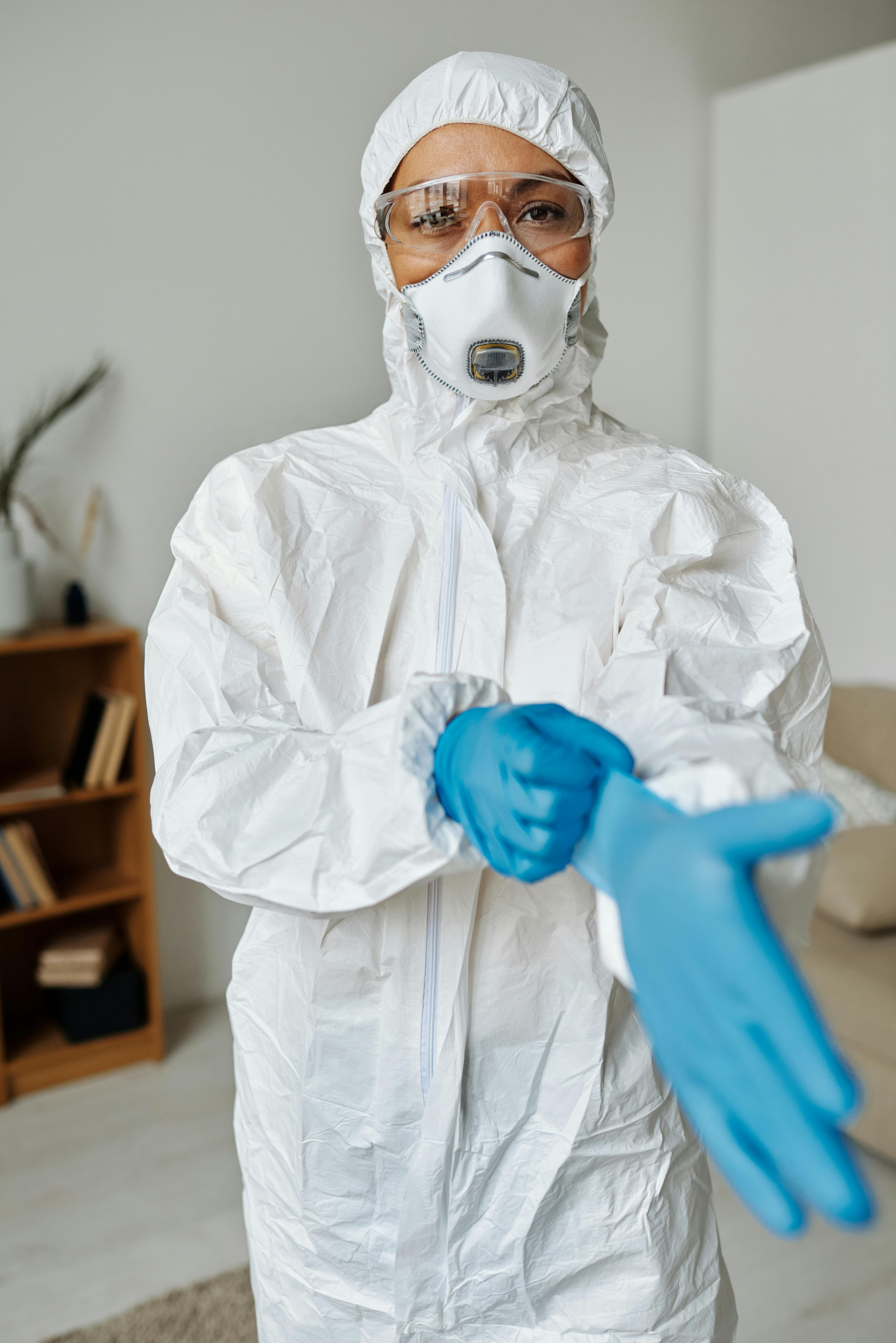 Scientist Coronavirus Protection Suit Man Protective Stock Photo 1676094445