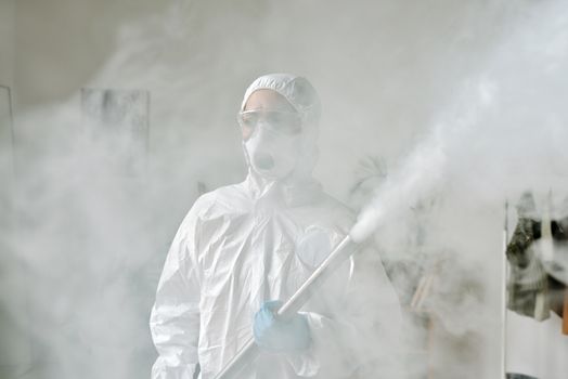 A Woman in a Protective Suit 