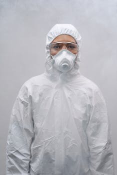 为了安全起见，个人需穿戴防护服、呼吸器和护目镜