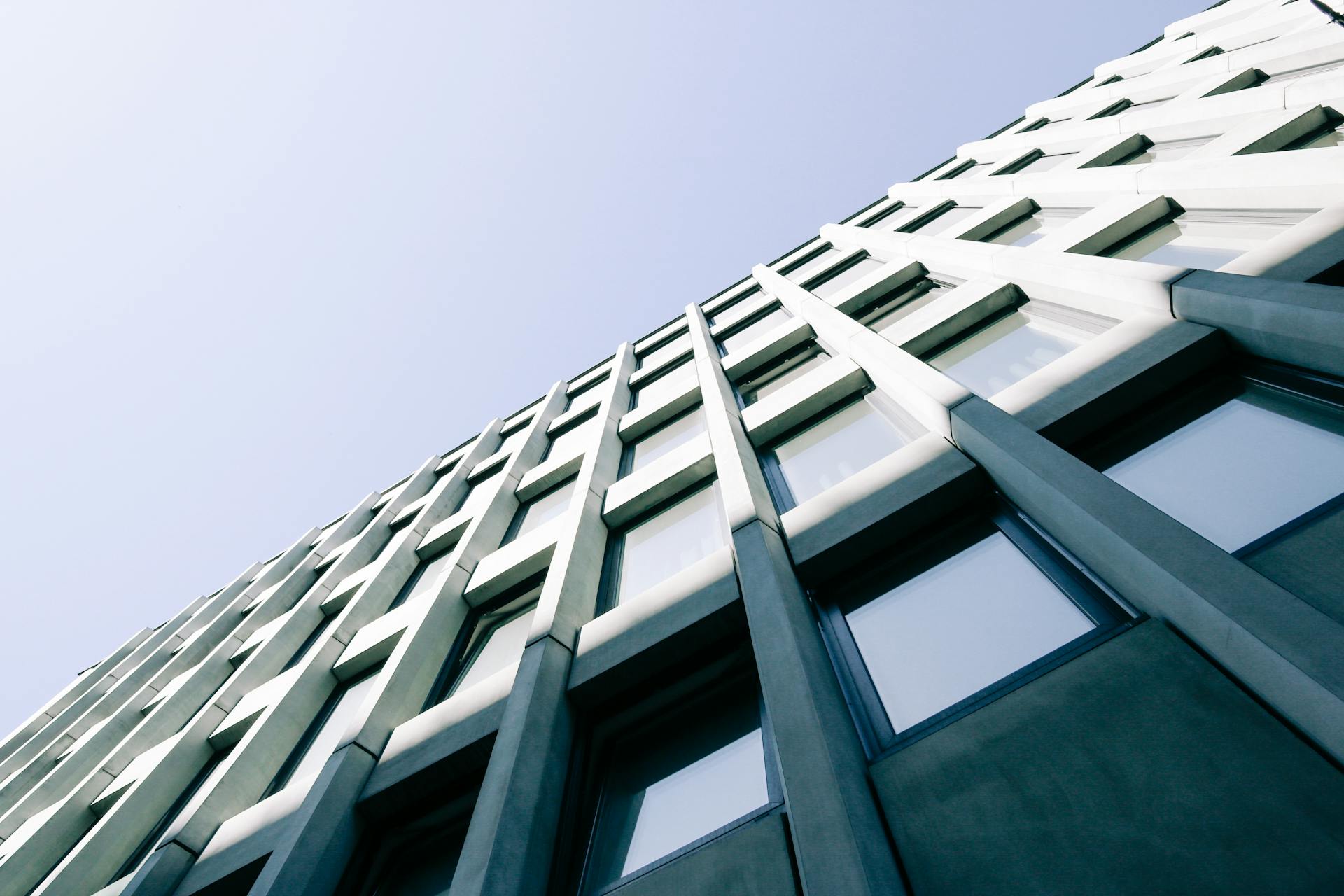 Facade of modern high concrete tower