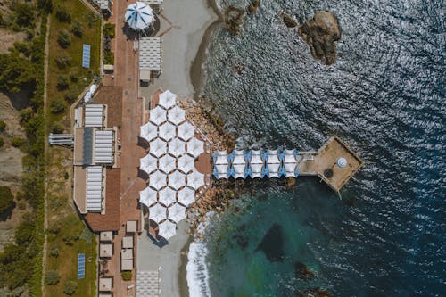 Aerial View of a Resort on Seaside 