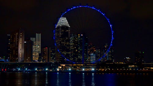 Free stock photo of city, city night, ferris wheel